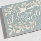 "Botanical Peace on Earth" - Holiday Cards in Blue Spruce by Erin German - Detail