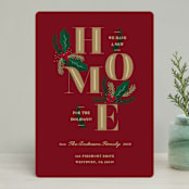 "Evergreen Home" - Holiday Cards in Cardinal by Oma N. Ramkhelawan - Front