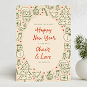 "doodled icons" - Holiday Cards in Stocking by Creo Study - Front
