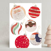 "Santa Ornaments" - Holiday Cards in Snow by Baumbirdy - Front