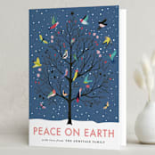 "Peace On Earth" - Holiday Cards in Winter Dusk by Eve Schultz - Folded Card