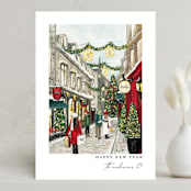 "City Sidewalks" - Holiday Cards in Crimson by Susan Moyal - Front