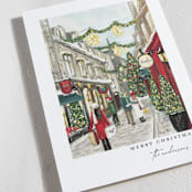"City Sidewalks" - Holiday Cards in Crimson by Susan Moyal - Detail