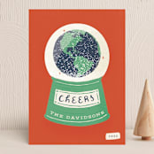 "Snow Globe" - Holiday Cards in Apple Candy by Gwen Bedat - Front