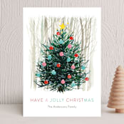 "Jolly Xmas Tree" - Holiday Cards in Wintermint by Jean Choe Art and Design - Front
