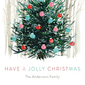 "Jolly Xmas Tree" - Holiday Cards in Wintermint by Jean Choe Art and Design - Close-Up