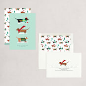 "Dachshund Through the Snows" - Holiday Cards in Mint by Itsy Belle Studio - Assembled