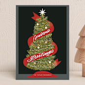 "Seasonal Ribbon" - Holiday Cards in Eclipse by Marabou Design - Front