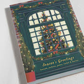 "Christmas Window" - Holiday Cards in Dark Turquoise by Becky Nimoy - Detail