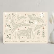 "Woodland Folk" - Holiday Cards in Sage by Hannah Williams - Front