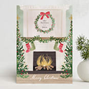 "Cosy Fireplace" - Holiday Cards in Fern by Petra Kern - Front