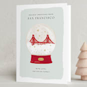 "Golden Gate Globe" - Holiday Cards in Juniper by Laura Bercovich - Folded Card