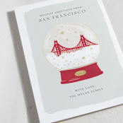 "Golden Gate Globe" - Holiday Cards in Juniper by Laura Bercovich - Detail