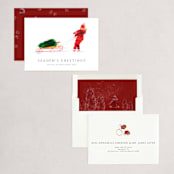 "Snow Drift" - Holiday Cards in Cranberry by Cass Imagines - Assembled