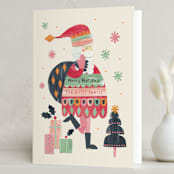 "Sassy Santa" - Holiday Cards in Peppermint by Sarah Knight - Folded Card