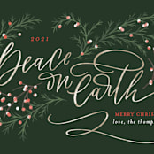 "Peace On Earth" - Holiday Cards in Evergreen by Erin German - Close-Up