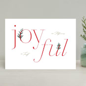 "Joyful Type" - Holiday Cards in Berry by Creo Study - Front