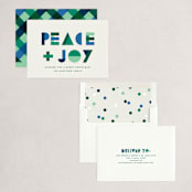 "Mod, Peace, and Joy" - Holiday Cards in Cobalt by Ellen Schlegelmilch - Assembled