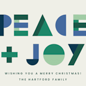 "Mod, Peace, and Joy" - Holiday Cards in Cobalt by Ellen Schlegelmilch - Detail