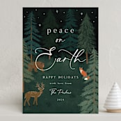 "Woodland Peace" - Holiday Cards in Midnight by Elly - Front