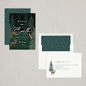 "Woodland Peace" - Holiday Cards in Midnight by Elly - Assembled