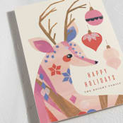 "Geo Deer" - Holiday Cards in Persimmon by Sarah Knight - Detail