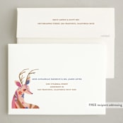 "Geo Deer" - Holiday Cards in Persimmon by Sarah Knight - FREE Recipient Addressing