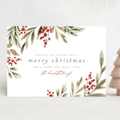 "Holly + Cedar" - Holiday Cards in Garland by Wildfield Paper Co - Front
