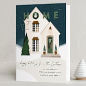 "New Place" - Holiday Cards in Olive Wreath by Julie Murray - Folded Card