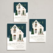 "New Place" - Holiday Cards in Olive Wreath by Julie Murray - Formats Available