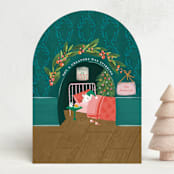 "Little Mouse House" - Holiday Cards in Aquamarine by Jackie Crawford - Front