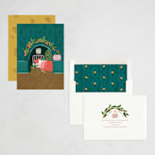 "Little Mouse House" - Holiday Cards in Aquamarine by Jackie Crawford - Assembled