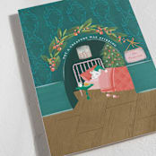 "Little Mouse House" - Holiday Cards in Aquamarine by Jackie Crawford - Detail