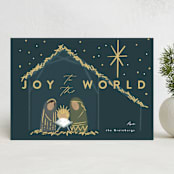 "Nativity" - Holiday Cards in Midnight by Rebecca Durflinger - Front