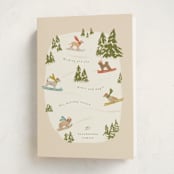 "Snow Dogs" - Holiday Cards in Almond by Vera Lim - Folded Card