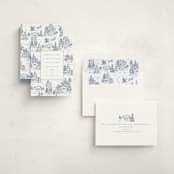 "Christmas Toile" - Holiday Cards in Periwinkle by Jennifer Lew - Assembled