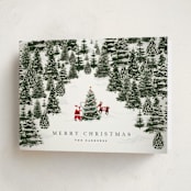 "Christmas Forest" - Holiday Cards in Coal by Jennifer Lew - Folded Card
