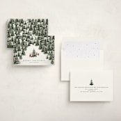 "Christmas Forest" - Holiday Cards in Coal by Jennifer Lew - Assembled