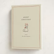 "Scotty Dog" - Holiday Cards in Poinsettia by Becky Nimoy - Folded Card