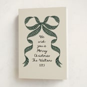 "Gingham Ribbon" - Holiday Cards in Juniper by Leah Bisch - Folded Card