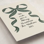 "Gingham Ribbon" - Holiday Cards in Juniper by Leah Bisch - Detail