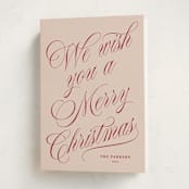 "With Flourish" - Holiday Cards in Rosy Cheeks by Kate Ahn - Folded Card