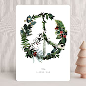 "Floral Peace" - Holiday Cards in Snow by Baumbirdy - Front