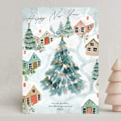 "Festive Village" - Holiday Cards in Glacier by Petra Kern - Front