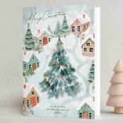 "Festive Village" - Holiday Cards in Glacier by Petra Kern - Folded Card