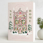 "New Home Holiday House" - Holiday Cards in Flamingo by Jackie Crawford - Folded Card