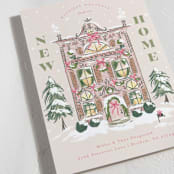 "New Home Holiday House" - Holiday Cards in Flamingo by Jackie Crawford - Detail