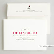 "New Home Holiday House" - Holiday Cards in Flamingo by Jackie Crawford - FREE Recipient Addressing