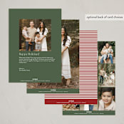 "Pressed Poinsettia" - Holiday Cards in Evergreen by Katharine Watson - Back of Card Options