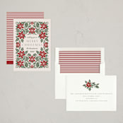 "Pressed Poinsettia" - Holiday Cards in Evergreen by Katharine Watson - Assembled